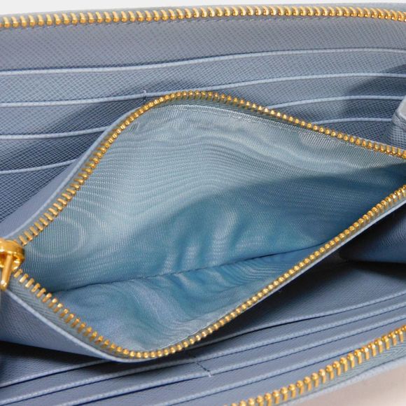 Prada Blue Leather Saffiano Around Wallet Zip - Picture 8 of 12